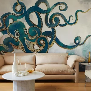 oktopus auf akzentwand whimsical decor wohntrend 2024