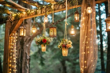 photorealistic wedding venue with intricate decor ornaments