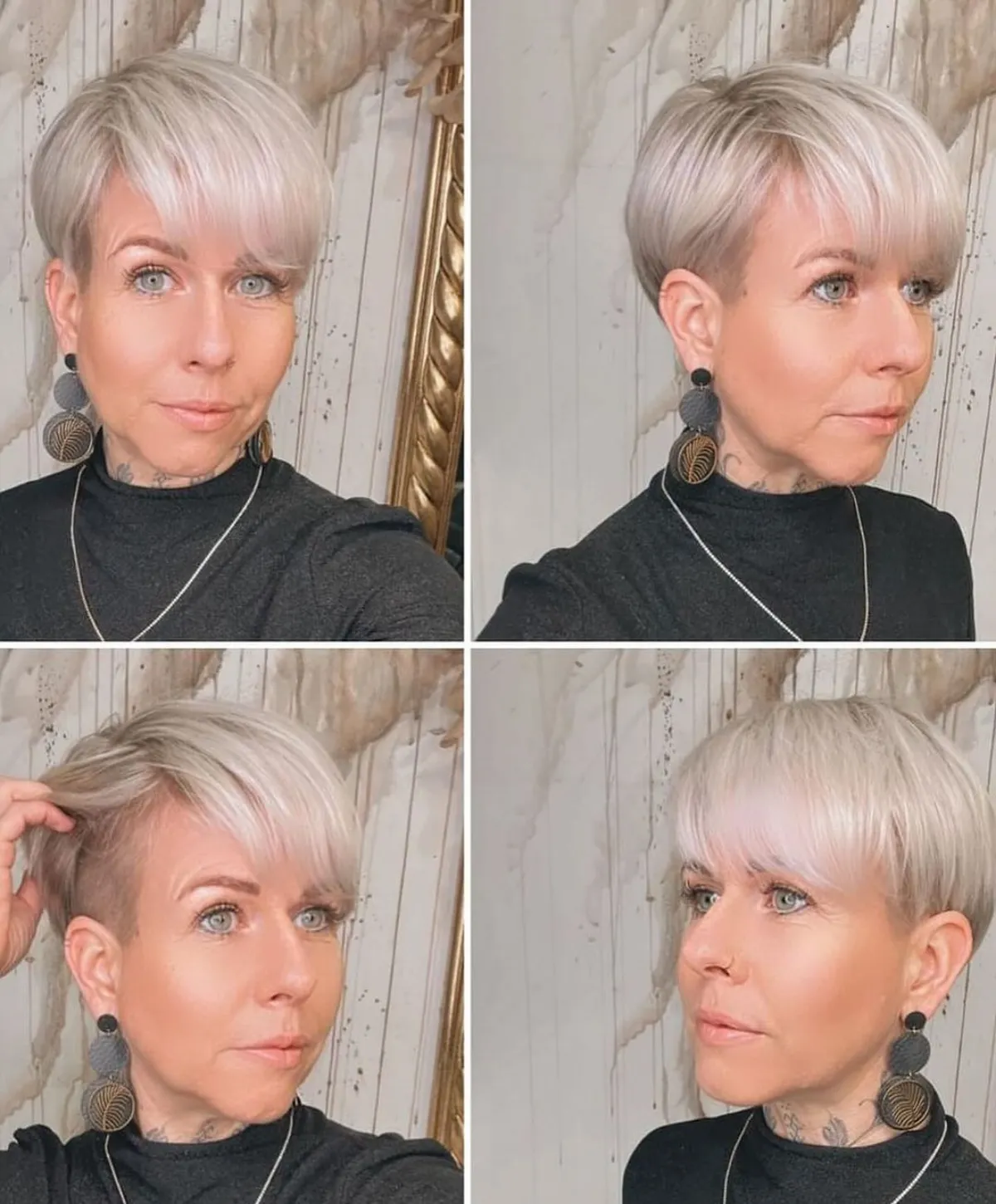 pixie cut für ältere frauen mit dünnem haar variante mit pony