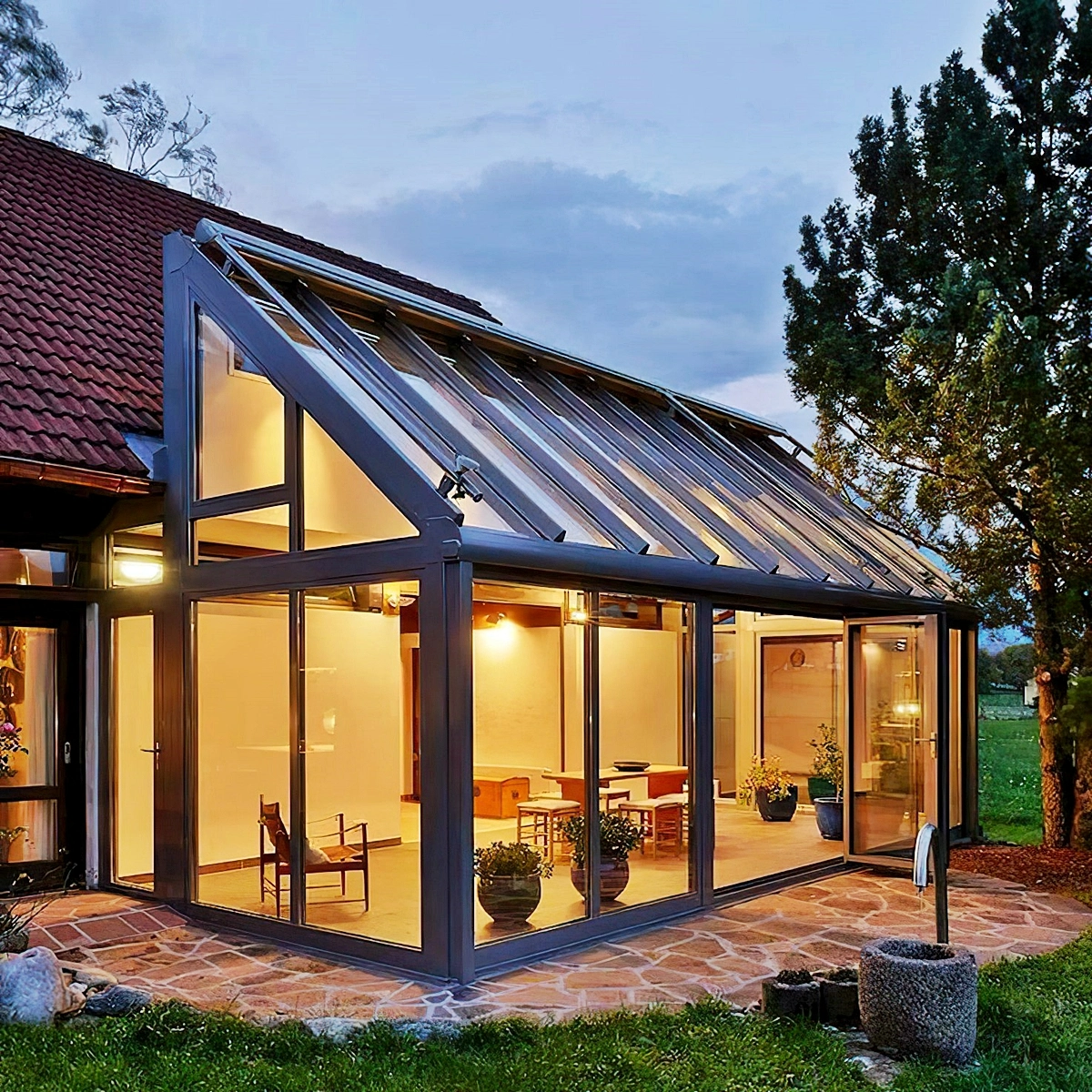 windschutz terrasse verglasung aus alu wintergarten modern