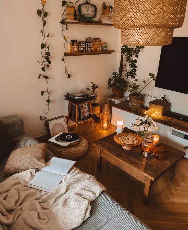 wohnzimmer herbstlich dekorieren vintage wohnaccessoires nostalgisch