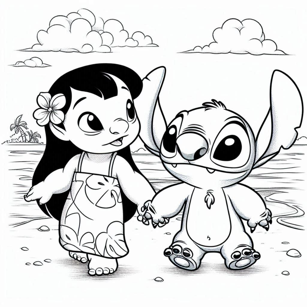 ausmalbild von lilo und stitch