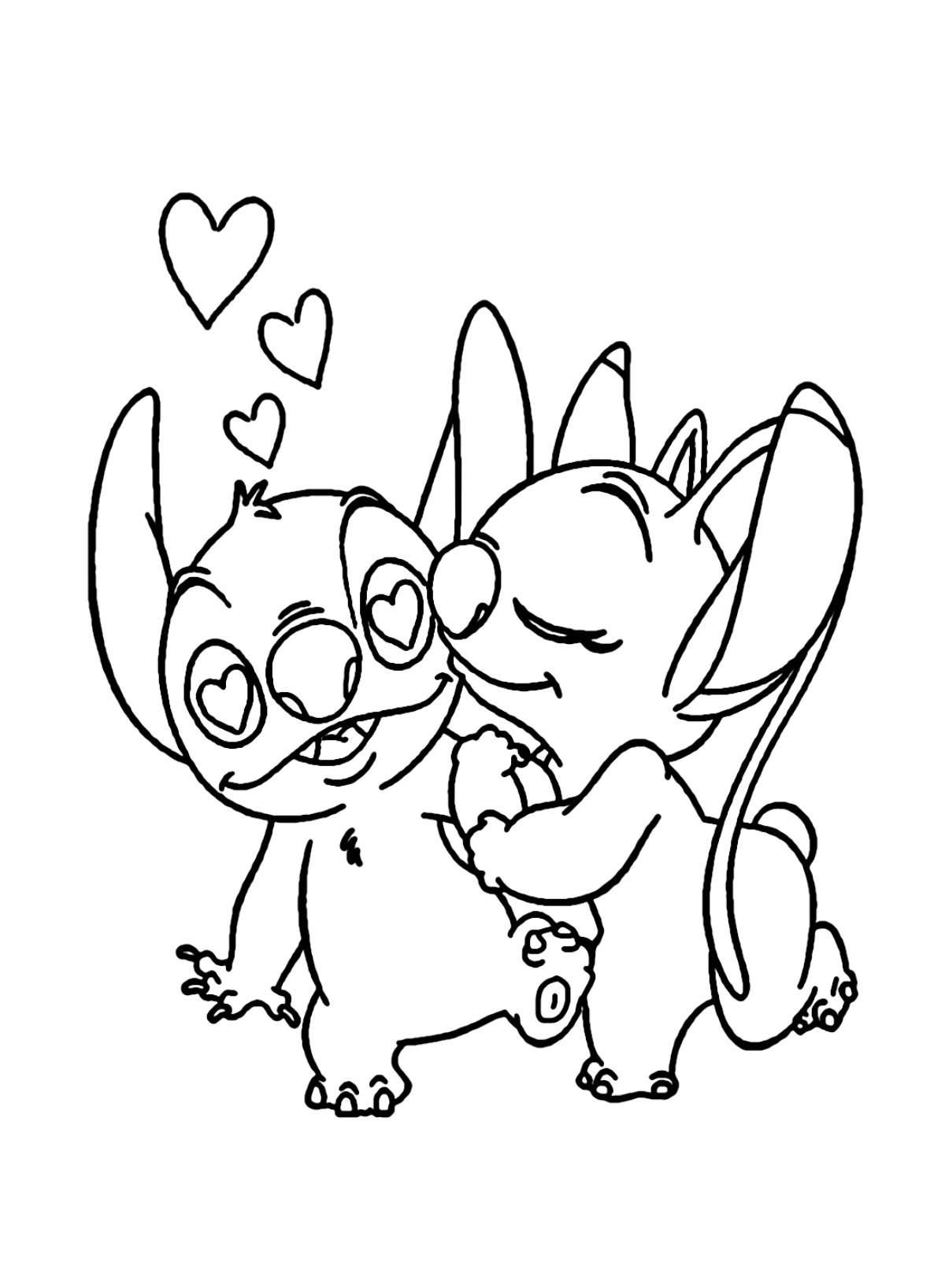 ausmalbilder von stitch and angel zum ausdrucken