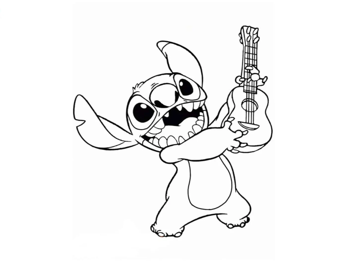 stich in lustiger pose mit gitarre