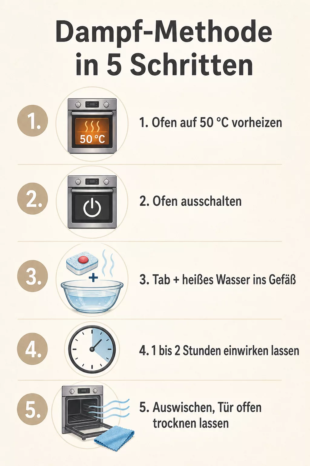 Dampf-Methode zum Backofen reinigen in fünf Schritten