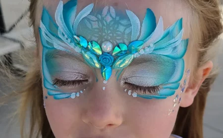 elsa schminken für kinder halloween 2024 mit glitzersteinchen