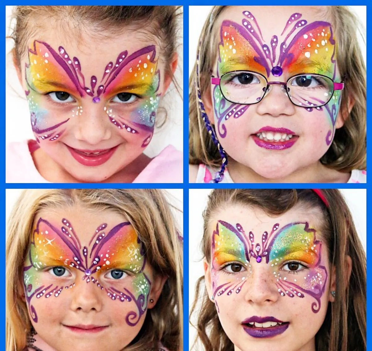 kinder make up kinderparty wasserschminke schmetterling bunt