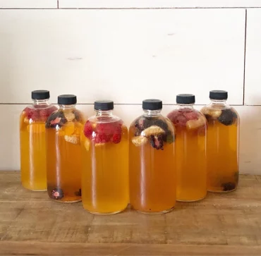 verschiedene arten von selbstgemachtem kombucha