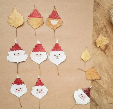 weihnachtsmann aus herbstblatt diy ideen kinder grundschule