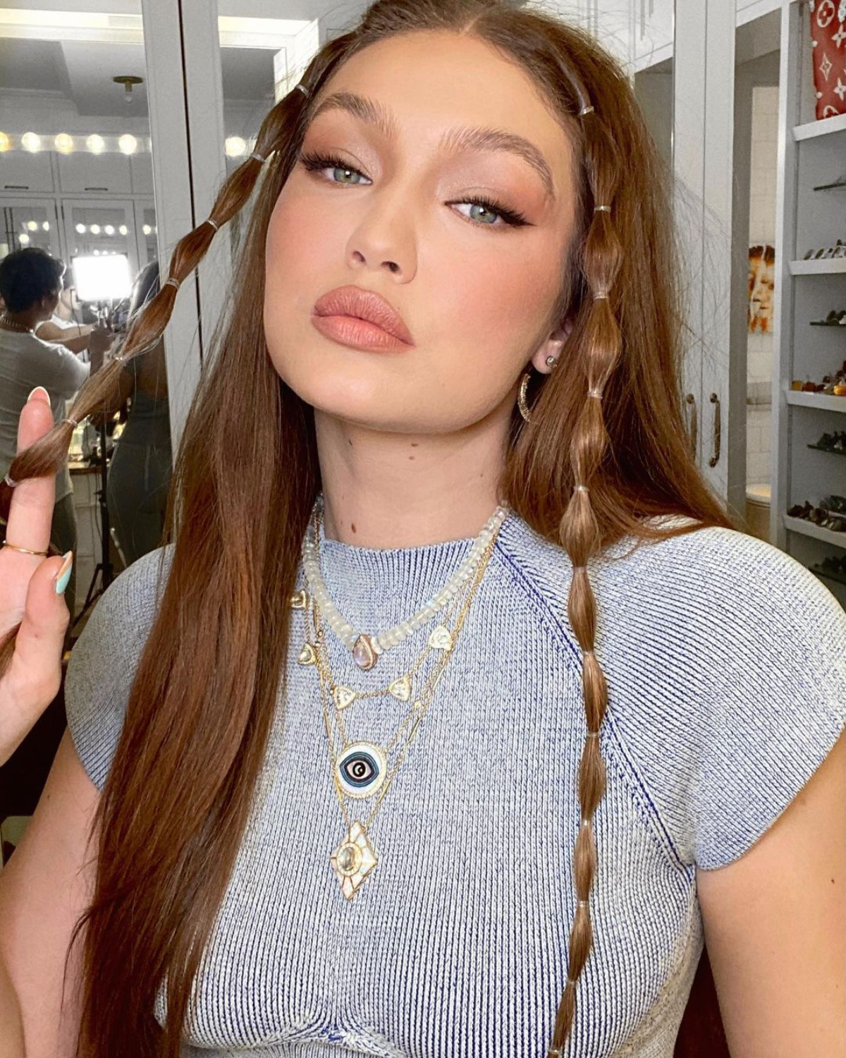 gigi und bella hadid bubble braids