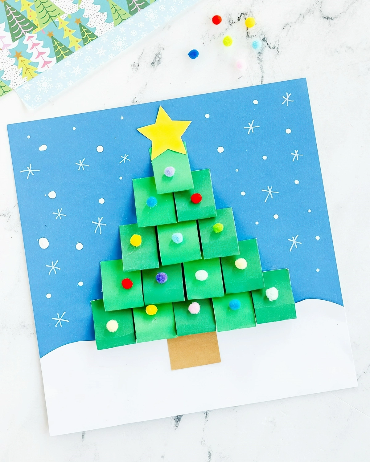 basteln mit kindern weihnachten diy weihanchtskarte mit 3d tanenbaum anleitung madetobeamomma