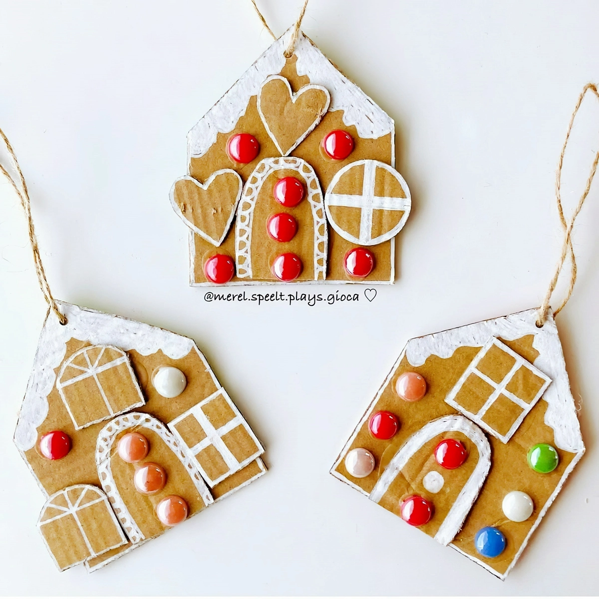 basteln weihnachten kinder 4 jahre diy ornamente weihnachtsschmuck selber machen mit kleinkindern hausschen aus pappe 