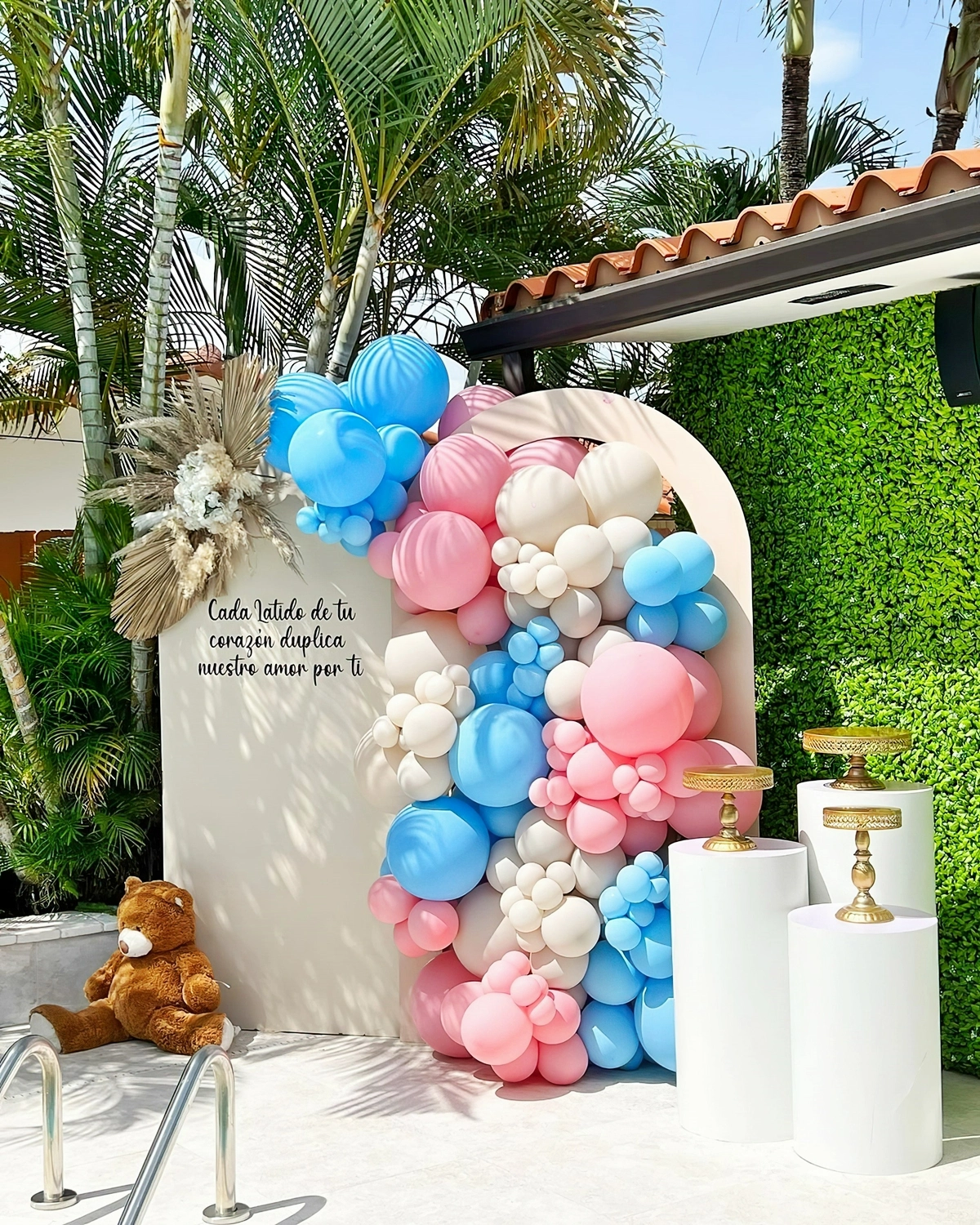 gender reveal deko babyparty ideen partydekor in rosa und blau genderrevealmiami