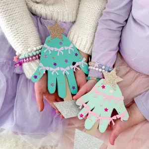 handabdruck christbäumchen aus papier mit kindern basteln