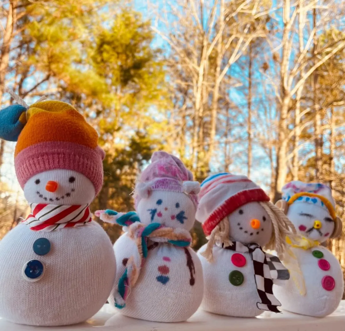 socken schneemänner mit kindern selber machen