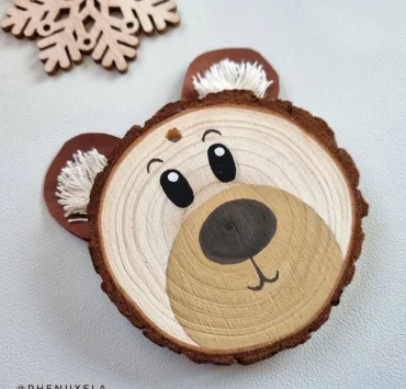 weihnachtsbaumschmuck basteln aus holz niedlicher bär