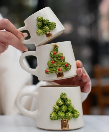 weihnachtsgeschenke für familie tassen mit 3d tannenbäumchen