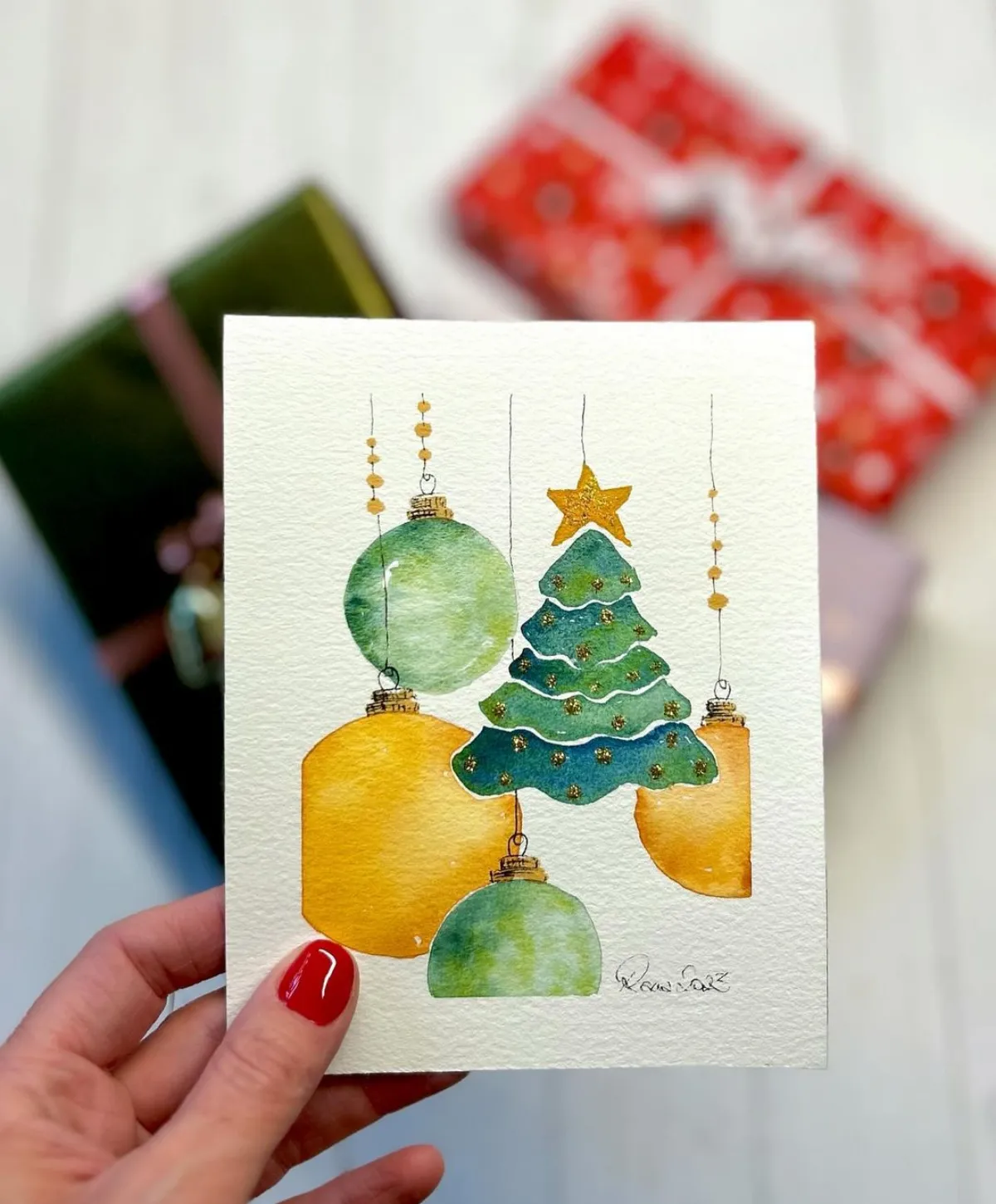 weihnachtskarten mit aquarellfarben weihnachtsmotive malen