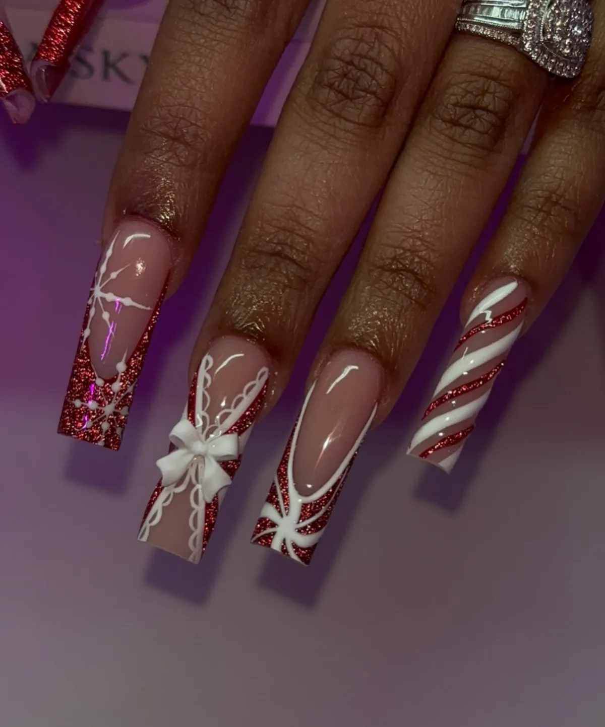 3d nail art weihnachten mit schleifen