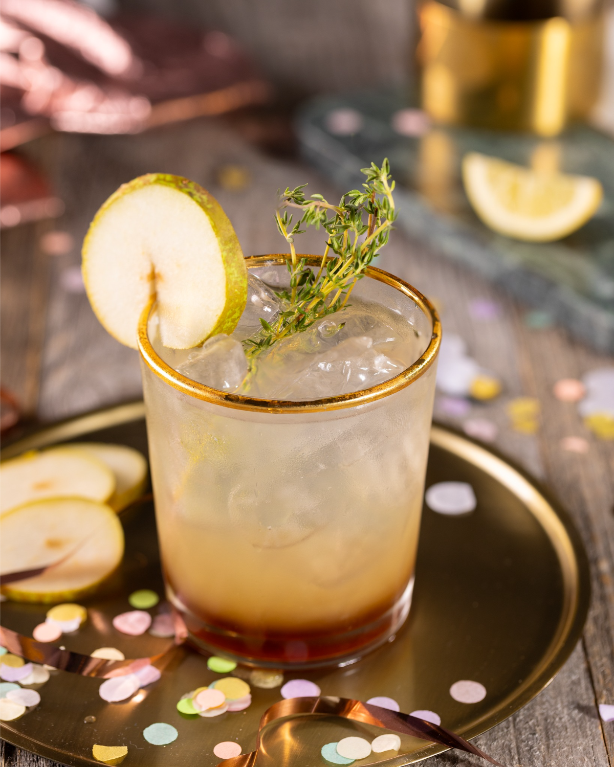 cocktail mit birne für silvester