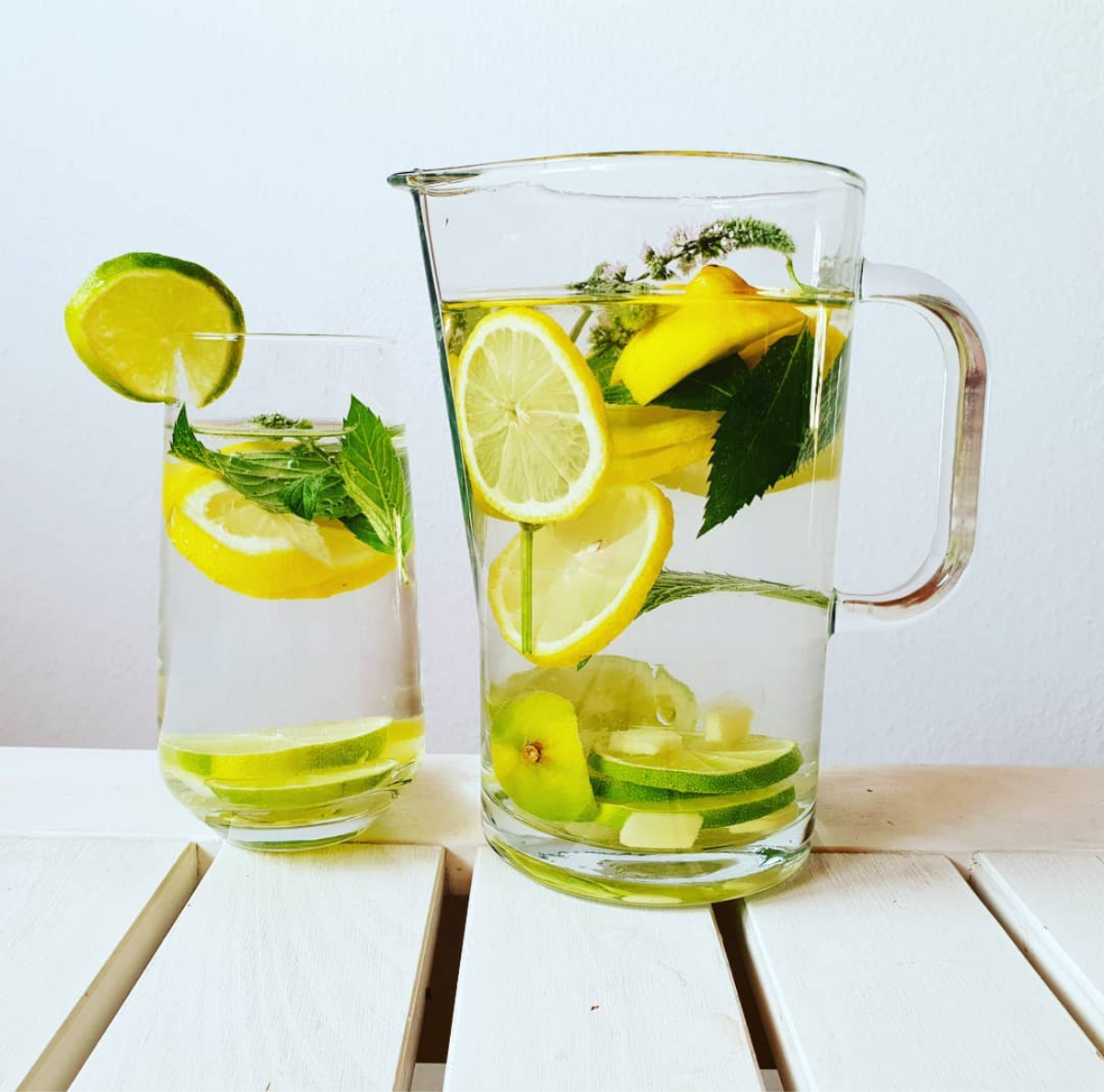 detox wasser mit zitrone und minze