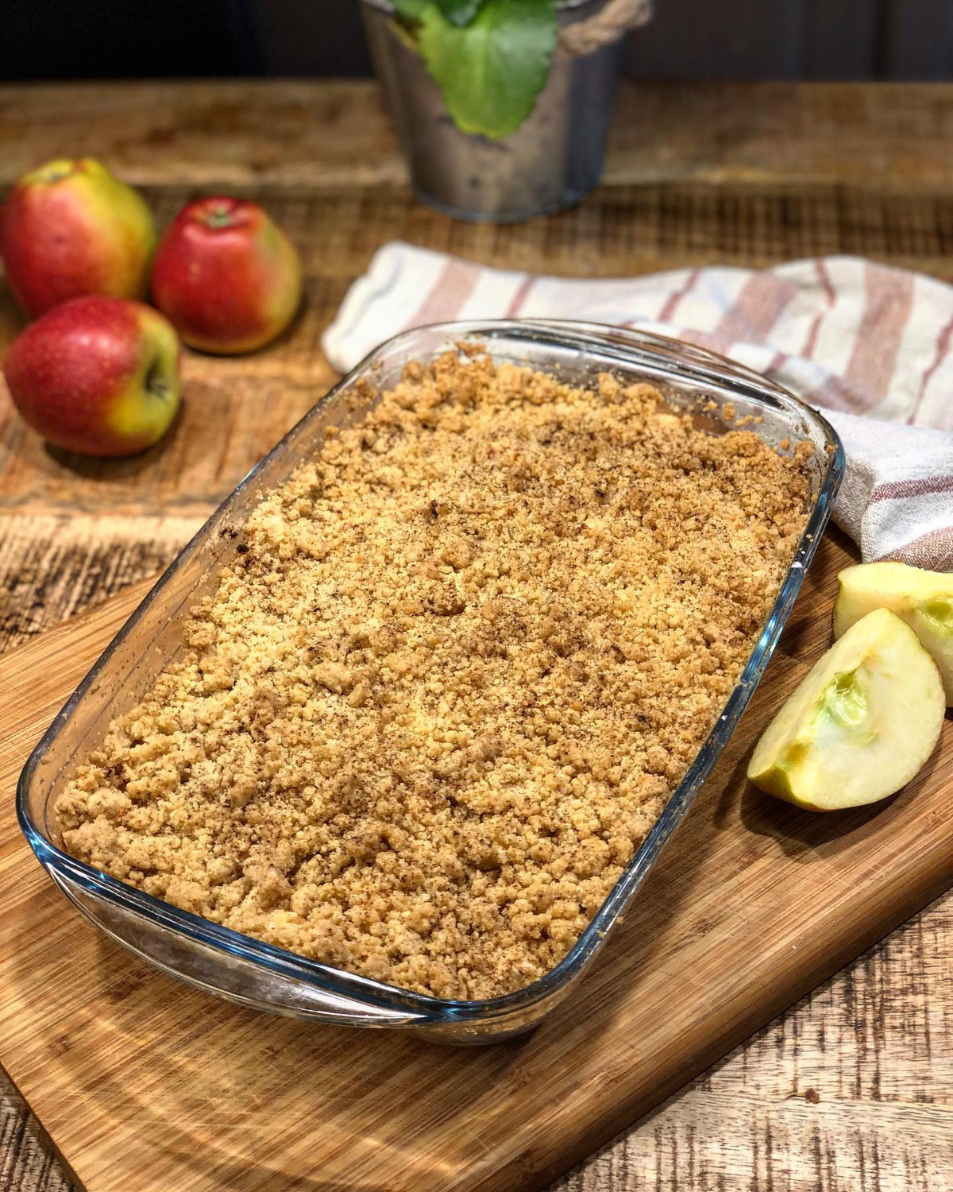 veganer weihnachts streusel crumble apfel