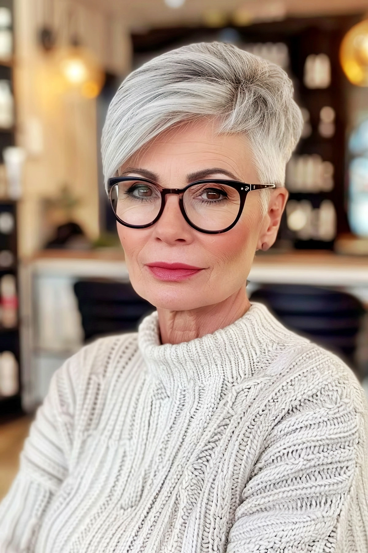 frisuren ab 70 fuer feines haar grauer pixie cut mit pony und brille abetterwayatanas