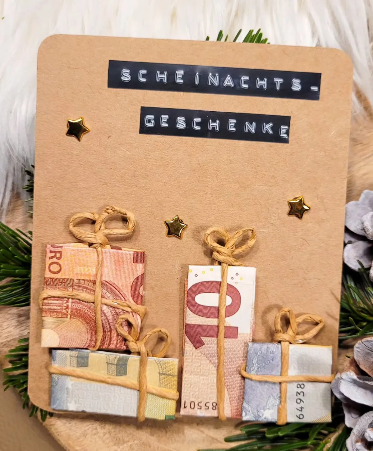 geldgeschenke für weihnachten originell verpacken weihanchtskarte geschenke