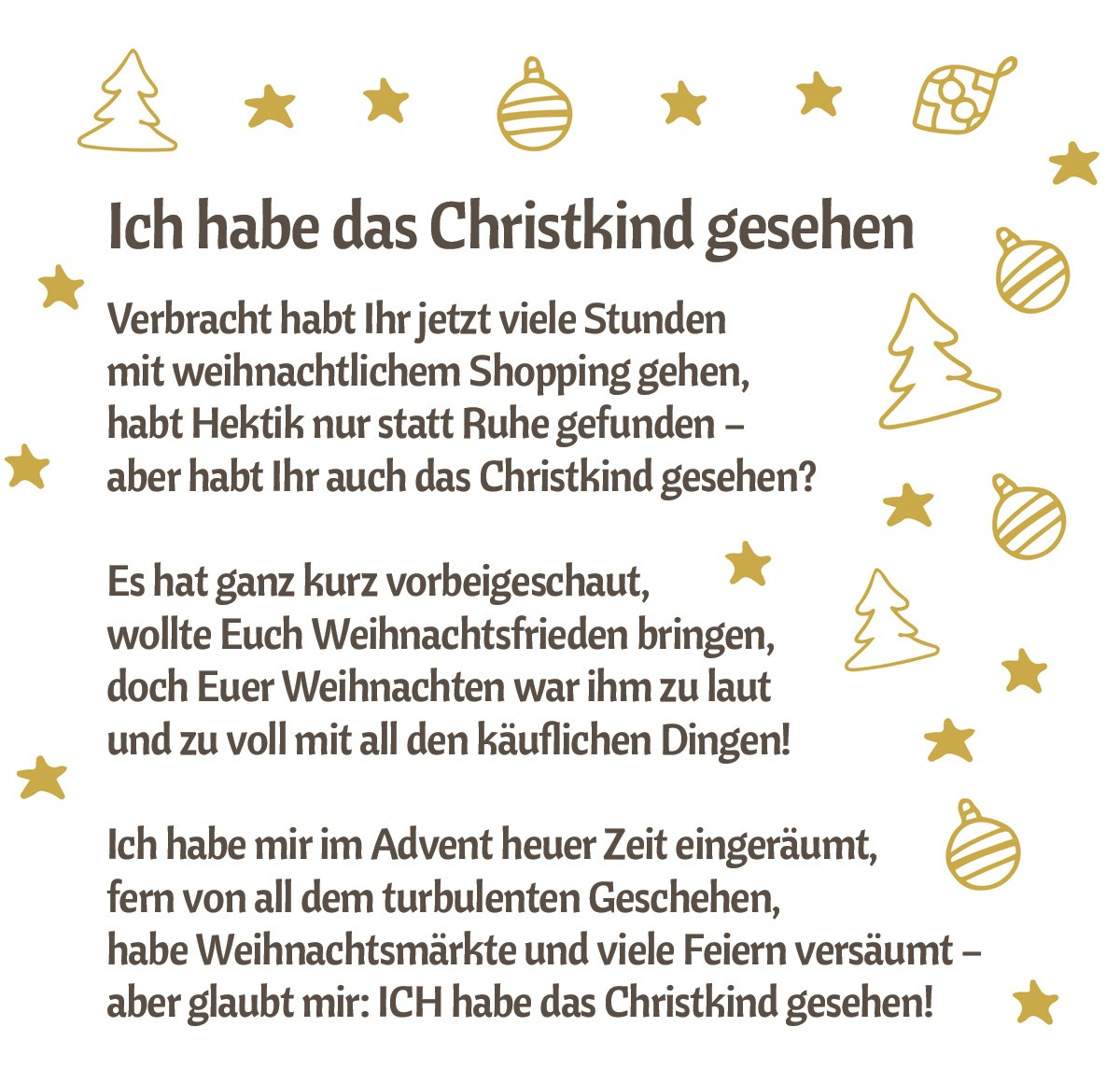 ich habe das christkind gesehen weihnachtsgedicht