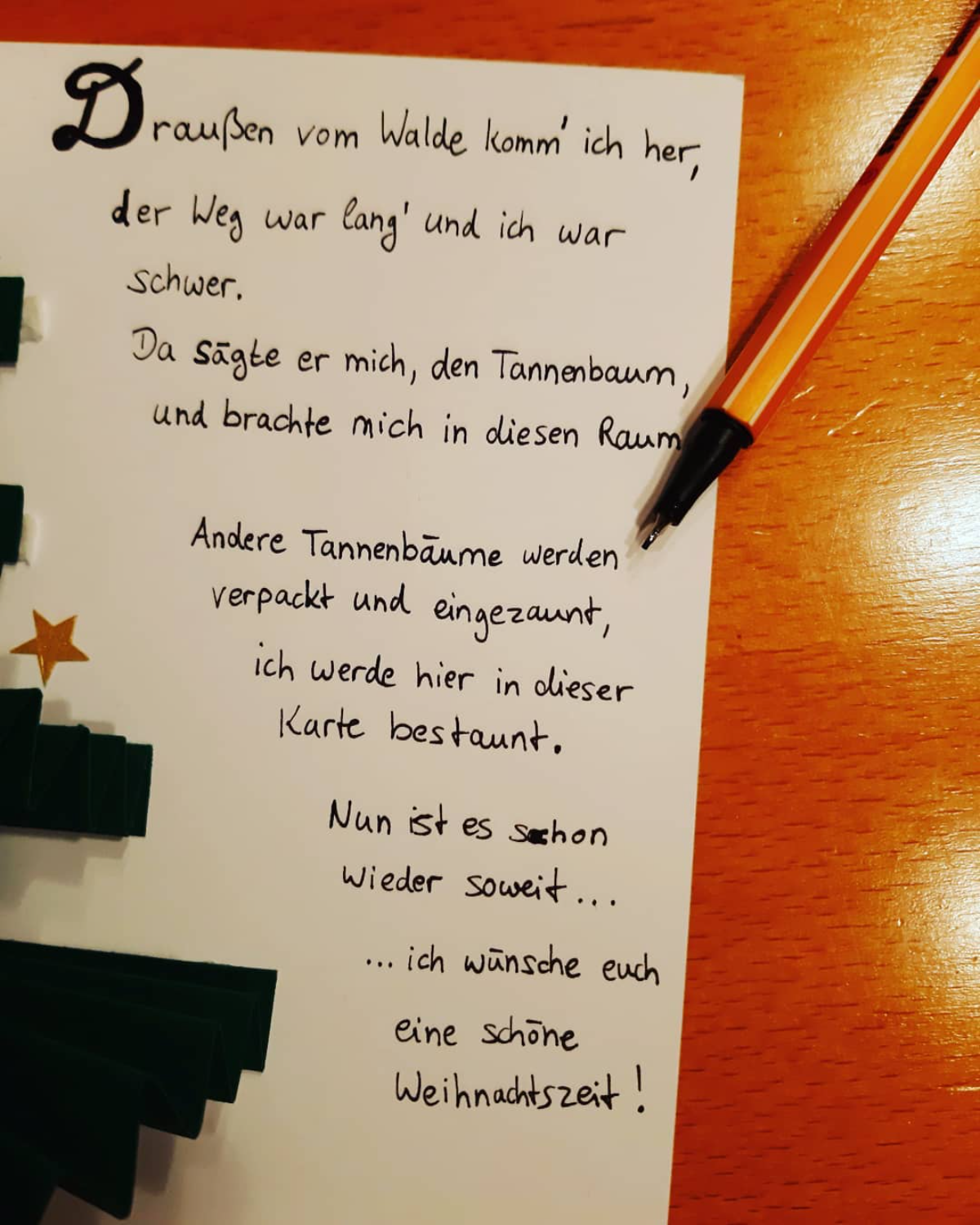 kurzes handgeschriebenes weihnachtsgedicht