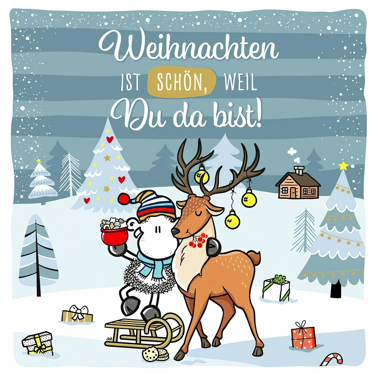 sprueche zu weihnachten kurz weihnachtskarte online frei mit hirsch 