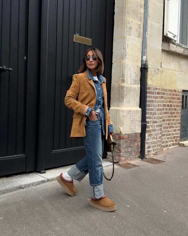 stilvolles outfit mit jeans und ugg boots