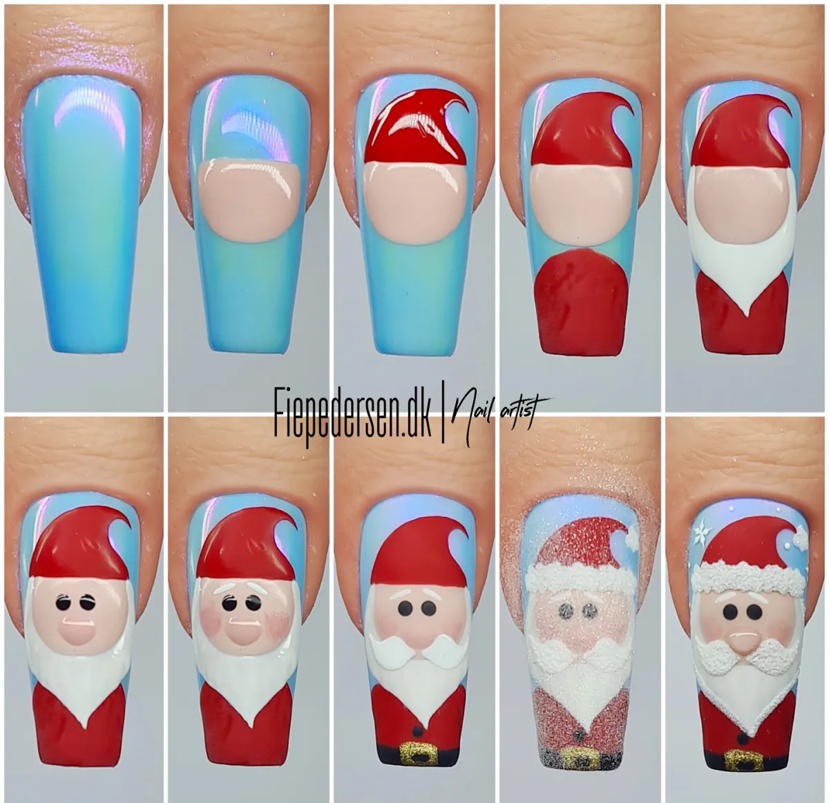 weihnachtsmann nageldesign schritt für schritt selber machen