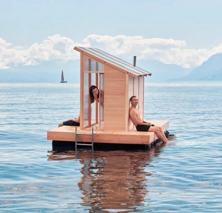 abkühlung nach saunagang sprung ins wasser