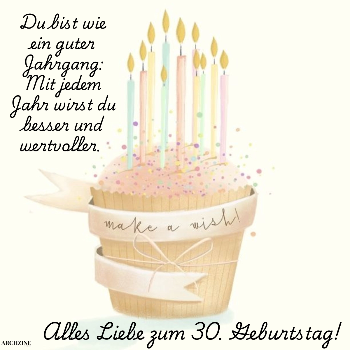 alles liebe zum 30 geburtstag make a wish cupcake