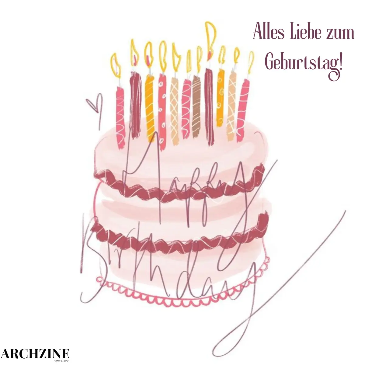alles liebe zum geburtstag torte mit kerzen