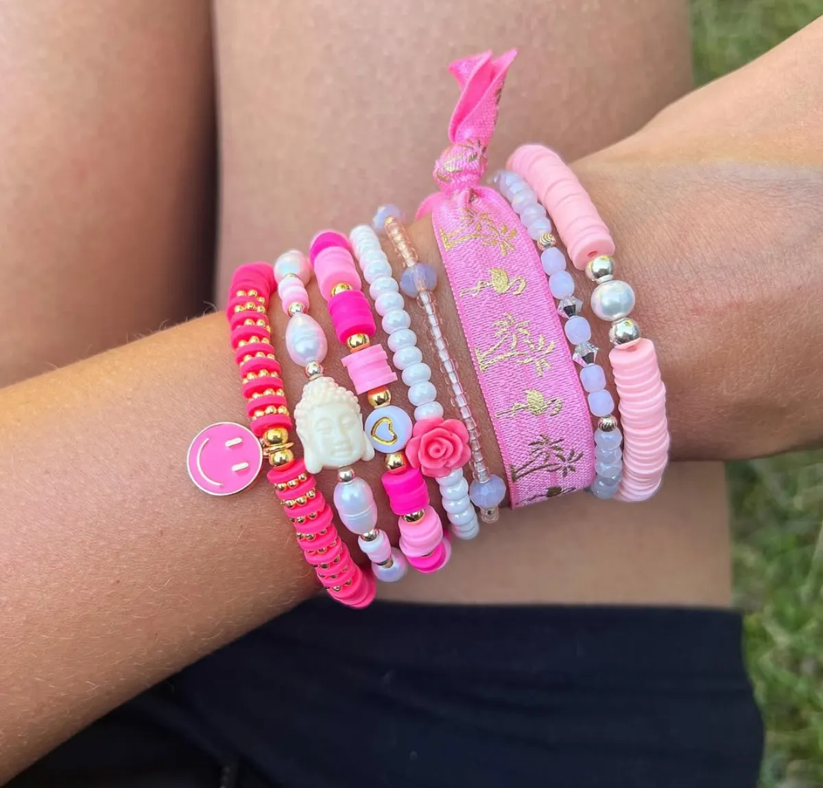 diy armbänder rosa perlen sommer design