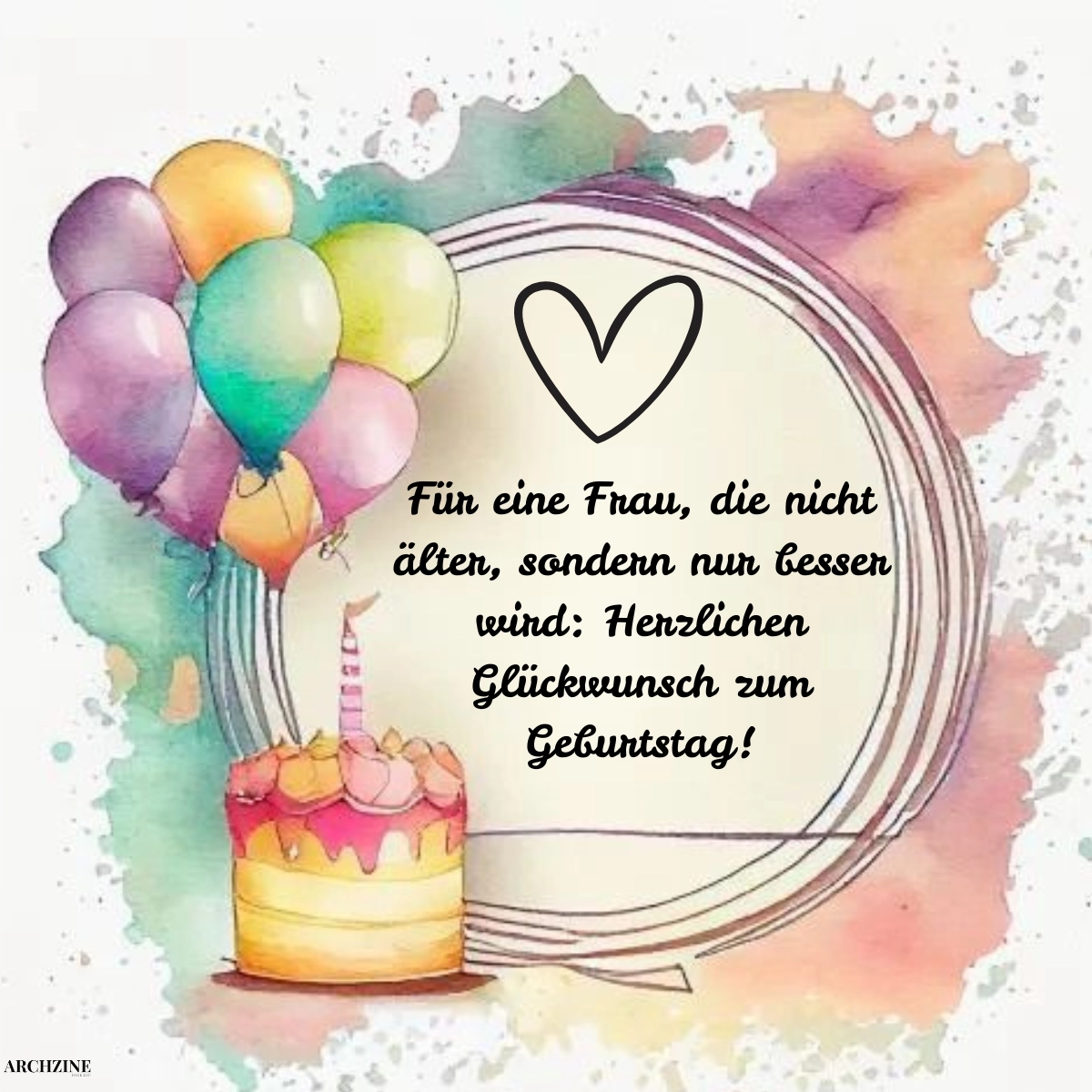 geburtstagswünsche für frauen bild mit torte und ballons