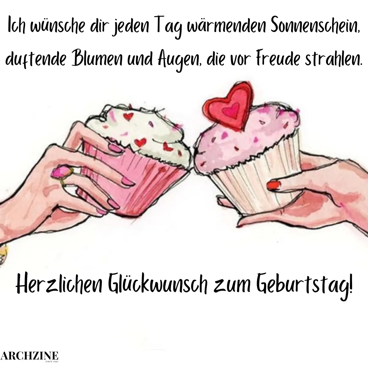 glückwunsch zum geburtstag für frauen rosa cupcakes
