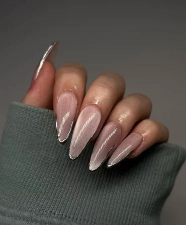 nude ton nägel cat eye design minimalistisch