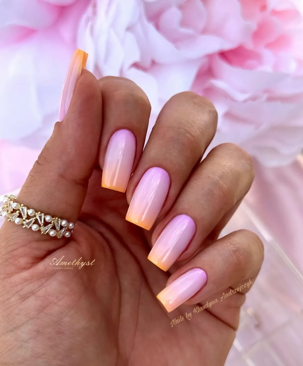 ombre nails farbkombinationen rosa mit orangem rand