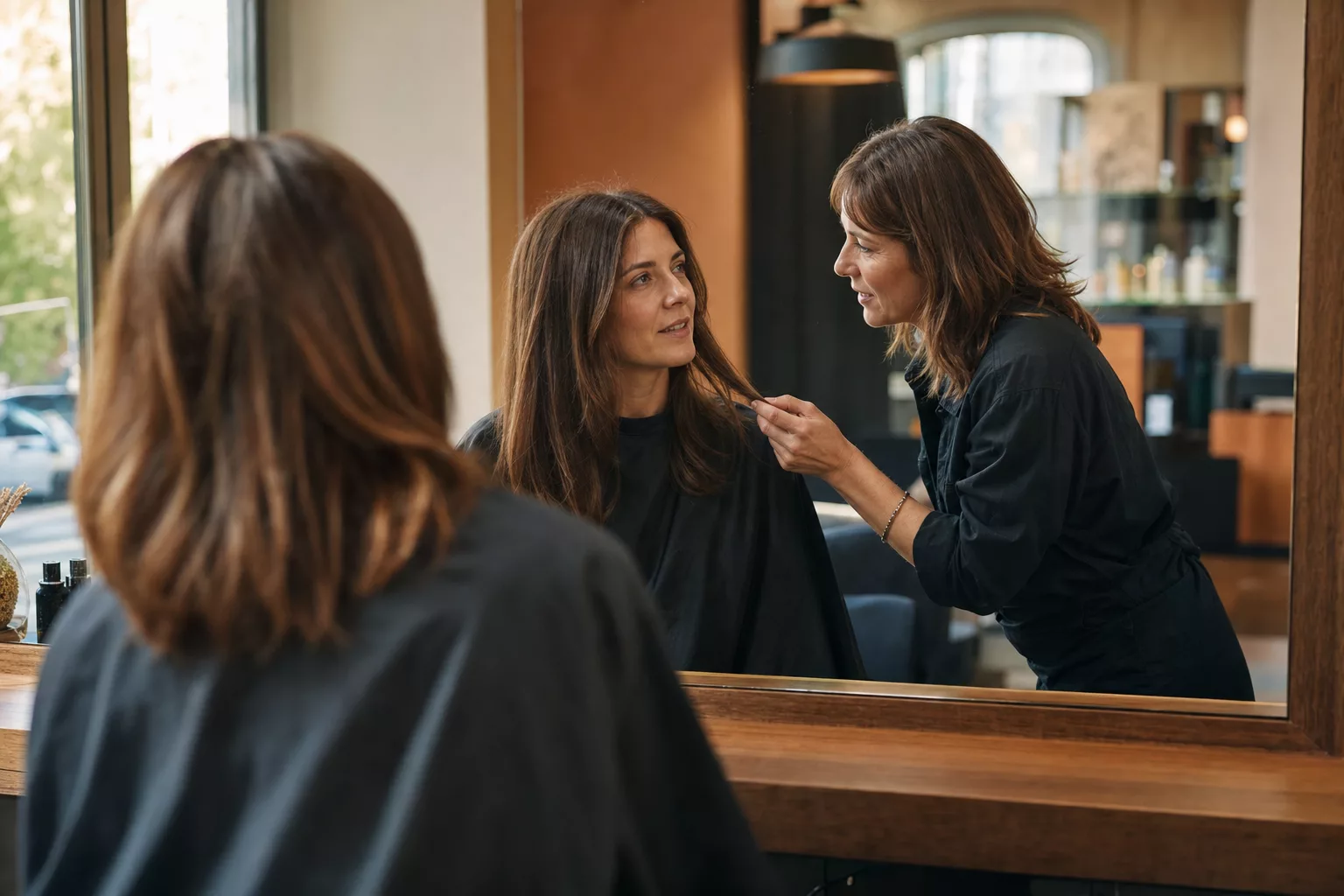 Guten Friseur finden: Beratungsgespräch mit der Kundin im Salon