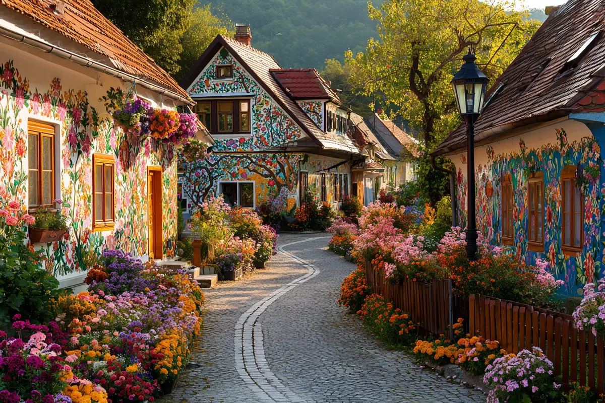 dieses 743 seelen dorf bemalt jede wand mit blumen