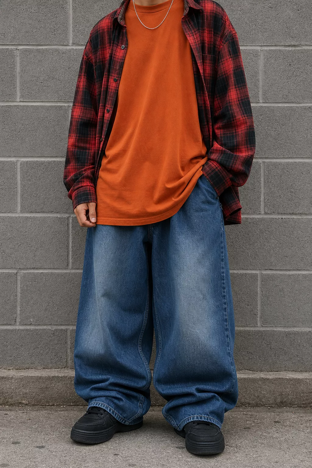 Baggy Jeans und Oversize Shirt als 90er Herren Partyoutfit