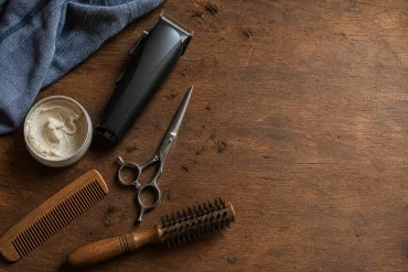 Barber-Werkzeuge und Styling-Produkte für Jungenhaarschnitte