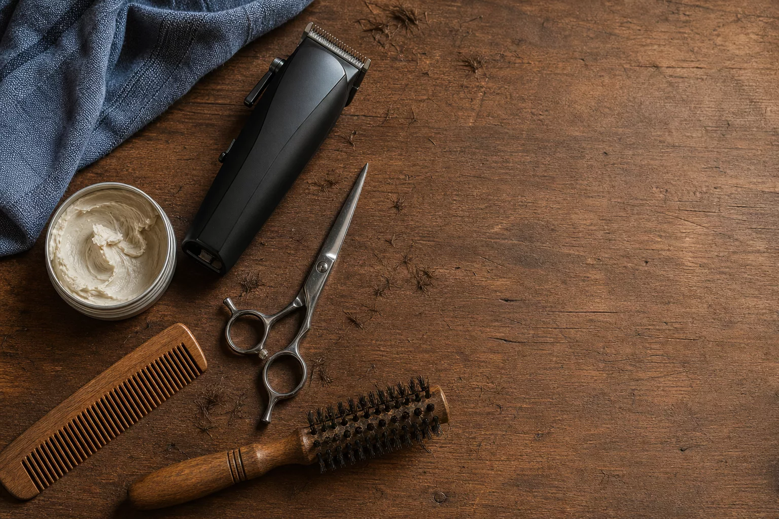 Barber-Werkzeuge und Styling-Produkte für Jungenhaarschnitte