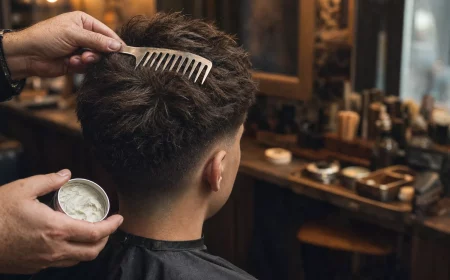 Barbier stylt texturierten Kurzhaarschnitt für Jungs ab 12 im Salon