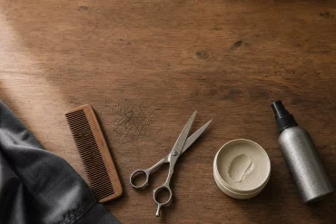 Kamm, Schere und Haarwachs – die Grundausstattung für den perfekten Schulhaarschnitt.