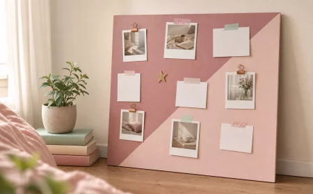 Bastelideen Jugendzimmer: bunte Pinnwand-Wanddeko in Pastellrosa