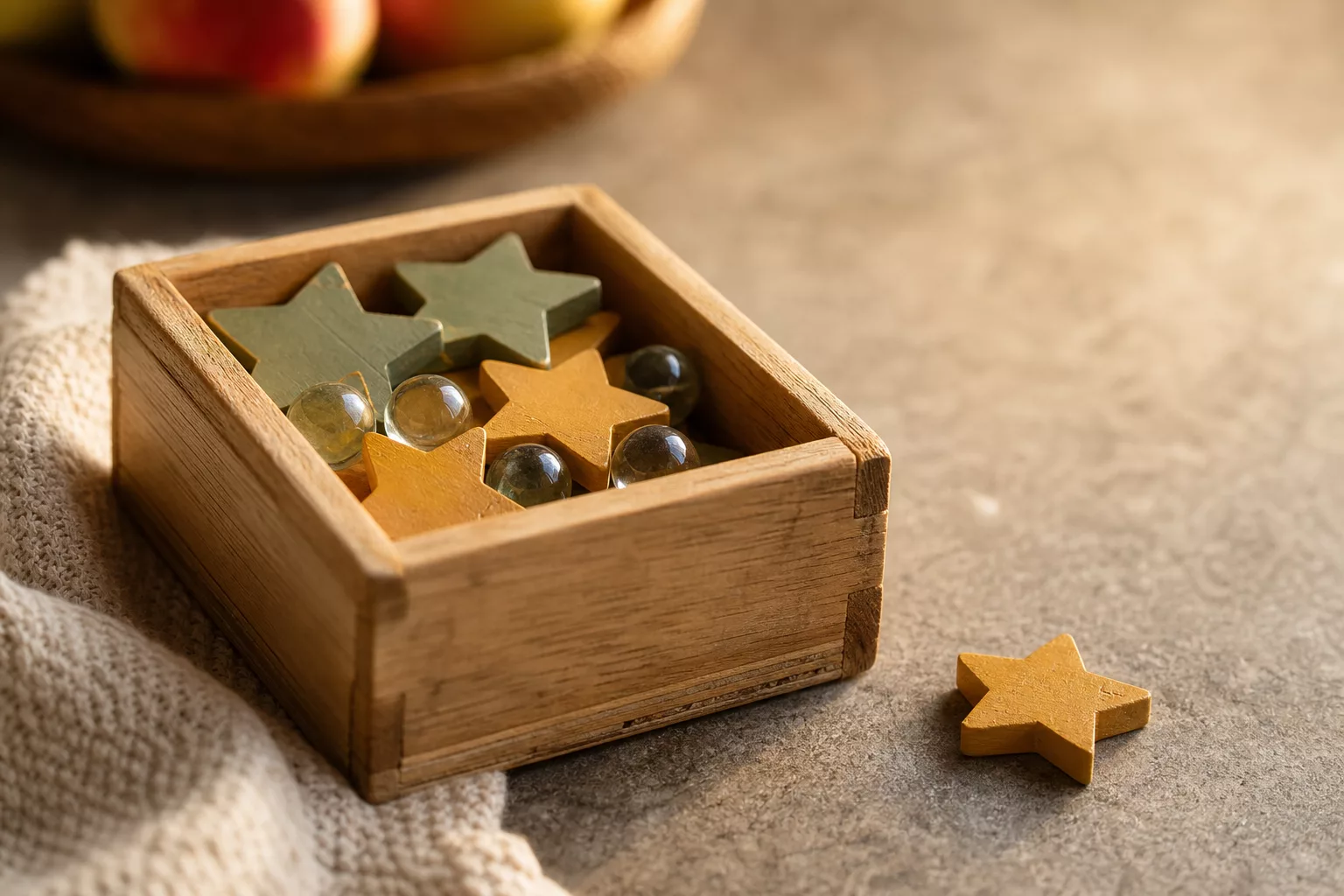 Kleine Belohnungsbox mit Sternen als Motivation für den Haushaltsplan